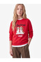 Dog Printed Long Sleeve Crew Neck Three Thread Ribbed Sweatshirt - 2