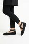 Koles Cross Elastic Flat Toe Women's Ballerinas Black Suede
