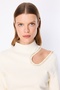 Women's Off-The-Shoulder Stone Detailed Knitwear Sweater 10310 Ecru - 2