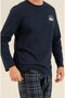 Men's Long Sleeve Pajama Set Navy Blue - 3
