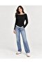 Women's Black Long Sleeve Garnished V-Neck Blouse - 2