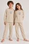Long Sleeve Beige Color Star Printed Unisex Children's Pajama Set