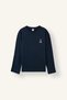 H9320Axnv135 Navy Blue 100% Cotton Regular Fit Crew Neck Long Sleeve Printed Top with Stripes - 2