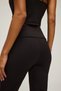C9192Axbk81 Black Stretch Fabric Airtech Flare Fit Spanish Flare Waist-Cinching Sports Pants - 6