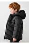 Boy's Hooded Padded Long Inflatable Coat 4402 Black - 2