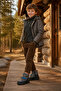 Stylish Anatomical Boys' Black Zippered Lace-Up Casual Boots Shoes