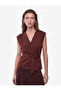 Double-Breasted Sleeveless Cardigan with Tie Detail - 3