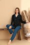 Patterned Black Women's Pajama Set - 2