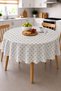 Patterned Round Pvc Thin Oilcloth Tablecloth, Wipeable and Stain Resistant