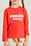 Girl's Long Sleeve Pajama Set Red - 2