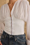Women's White Agraf Detailed Corseted V-Neck Balloon Sleeve Blouse - 4