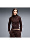 Slim Track Women's Brown Stand Collar Jacket