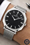 Men's Wristwatch with Calendar Steel Case&Band Bracelet Silver-Black Color Sddk116