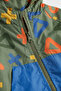 Baby Boy Hooded Zippered Geometric Patterned Raincoat - 2
