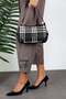 Black - Black Striped Plaid Women's Shoulder Bag Sp1269 - 3