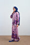 Women's Brit Buttoned Ethnic Patterned Shirt Collar Satin Suit Pink - 4