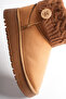 Women's Tan Suede Knitwear Detailed Thick Soled Winter Boots with Fur Inside - 7