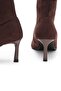 Brown Suede Stretch Thin Heeled Women's Boots - 6