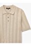 Regular Fit Buttoned Short Sleeve Polo Neck Sweater - 3