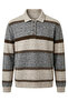 Striped Premium Polo Collar Knit Sweater - Brown