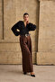 Women's Black Agraf Detailed Corseted V-Neck Balloon Sleeve Blouse - 2