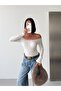 Women's White Boat Neck Collar Lace Sandy Fabric Long Sleeve Blouse - 6