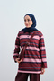 Women's Thin Striped Half-Button Sweatshirt Pink - 2