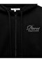 Embroidered Stone-Embellished Cotton Hooded Zippered Sweatshirt with Kangaroo Pocket on the Back - 3