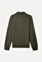 Men's Khaki Comfort Fit Polo Collar Sweatshirt - 2
