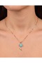 Kyantha Turquoise Stone Flower Motif Steel Necklace