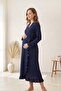 Allesa Ruffle Detailed Maternity and Postpartum Knitted Dressing Gown - 4