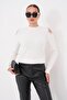 Women's Shoulder Windowed Pearl Embroidered Bearded Knitwear Knitted Sweater 265159 - 3