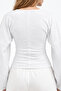 Women's Raglan Sleeve Textured Crop White Blouse - 6