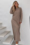 Knitted Patterned Knitwear Dress K3024 Mink - 3
