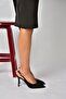 Z676085004 Black Fabric Thin Heeled Women's Shoes - 2