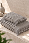 Ceylin Waffle 2-Piece Bath Towel Set 50X90 + 70X140 cm Fringed