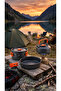 Aluminum Camping Cooking Set - Pot, Pan, and Teapot - 3