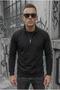 Nory Three Yarn Cotton Men's Half Zipper Stripe Detailed Stand Collar Slim Fit Sweatshirt - 3