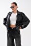 Women's Oversize Leather Jacket with Epaulettes 265292 - 2