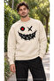 Men's Graffiti Smiley Face Printed Crew Neck Casual Regular Fit Sweatshirt