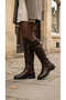 Women's Leather Look Buckle Side Zipper Below the Knee Winter Boots - 6