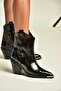 Z920241160 Black Rustic Thick Heeled Cowboy Model Western Women's Boots