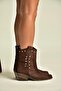 Z920477302 Brown Suede Thick Heeled Cowboy Model Women's Boots - 3