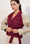 Women's Belted Short Trench Coat 5970 - D. Burgundy - 4