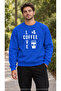 Men's Coffee Beans and Cups Illustration Printed Crew Neck Casual Regular Fit Sweatshirt