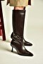 Z920800709 Brown Thin Heeled Women's Boots - 2