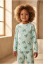 Children's Elephant Patterned Packaged Pajama Set Green - 4