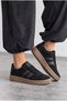 Women's Black Lace-Up Casual Walking Sneaker Sports Shoes Rota