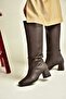 Z920889009 Brown Thick Heeled Daily Women's Boots