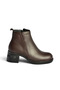 Z555200203 Brown Genuine Leather Thick Low Heeled Women's Boots - 5